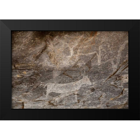 Africa, Botswana, Tsodilo Hills Bushman rock art Black Modern Wood Framed Art Print by Kaveney, Wendy