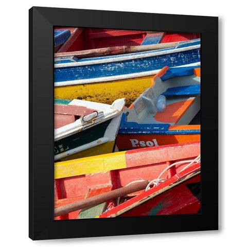 Harbor with traditional colorful fishing boats Town Ponta do Sol-Island Santo Antao-Cape Verde Black Modern Wood Framed Art Print by Zwick, Martin