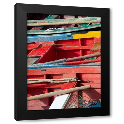Harbor with traditional colorful fishing boats Town Ponta do Sol-Island Santo Antao-Cape Verde Black Modern Wood Framed Art Print by Zwick, Martin
