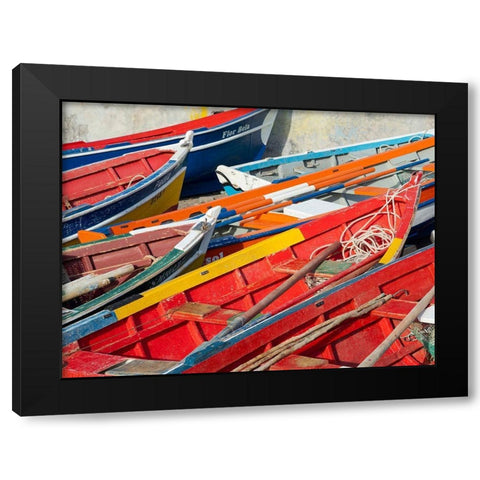 Harbor with traditional colorful fishing boats Town Ponta do Sol-Island Santo Antao-Cape Verde Black Modern Wood Framed Art Print by Zwick, Martin