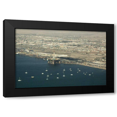 Namibia, Swakopmund Aerial cityscape and bay Black Modern Wood Framed Art Print by Kaveney, Wendy