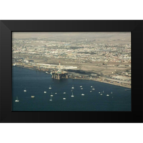 Namibia, Swakopmund Aerial cityscape and bay Black Modern Wood Framed Art Print by Kaveney, Wendy