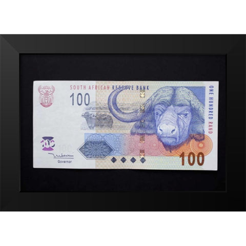 South African rand paper money, South Africa Black Modern Wood Framed Art Print by Kaveney, Wendy