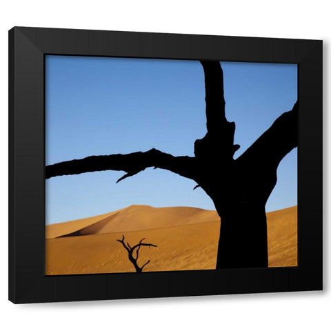 Namibia, Sossusvlei Dead trees with sand dune Black Modern Wood Framed Art Print by Kaveney, Wendy