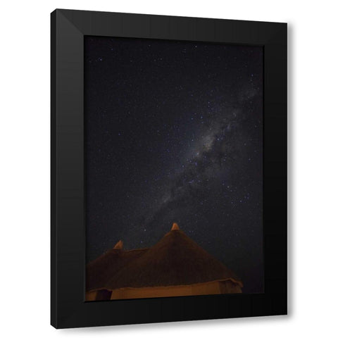 Namibia, Namib Desert, Milky Way above hut Black Modern Wood Framed Art Print by Young, Bill