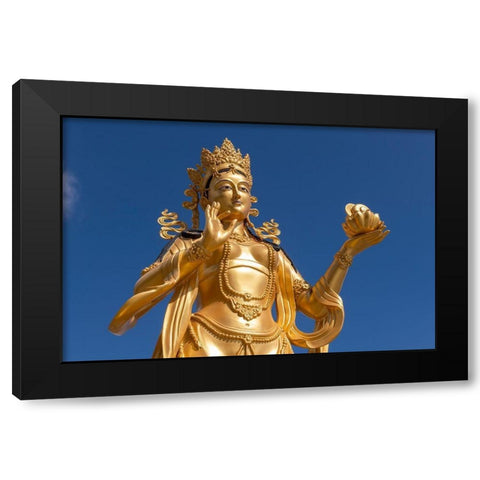 Bhutan-Thimphu Kuensel Phodrang-aka Buddha Point-Golden Bodhisattva statue Black Modern Wood Framed Art Print by Hopkins, Cindy Miller