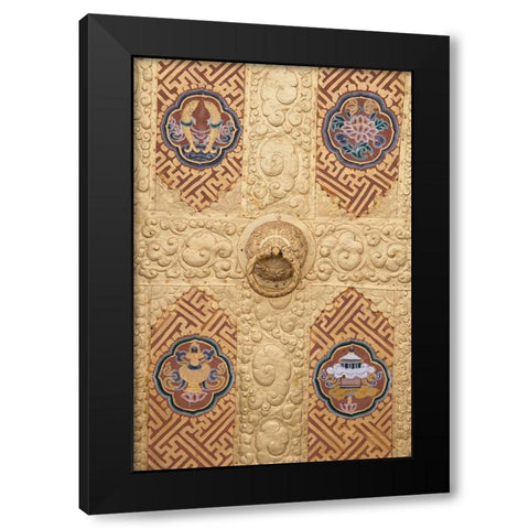 Bhutan Ornate golden door detail Black Modern Wood Framed Art Print by Hopkins, Cindy Miller