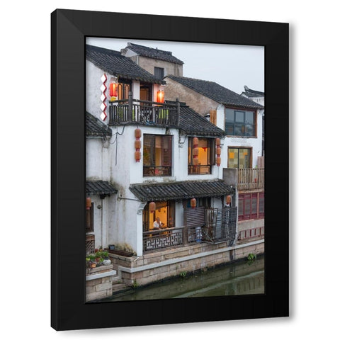 Traditional house along the Grand Canal-Wuxi-Jiangsu Province-China Black Modern Wood Framed Art Print by Su, Keren