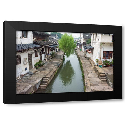 Old houses along the Grand Canal-Shaoxing-Zhejiang Province-China Black Modern Wood Framed Art Print by Su, Keren