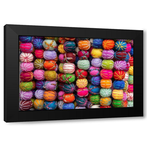 Singapore-Chinatown Detail of typical textile round wool hanging ball souvenirs Black Modern Wood Framed Art Print by Hopkins, Cindy Miller