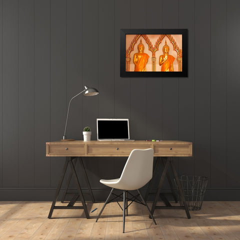 Thailand Buddha statues in temple Black Modern Wood Framed Art Print by Haseltine, Tom