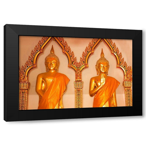 Thailand Buddha statues in temple Black Modern Wood Framed Art Print with Double Matting by Haseltine, Tom