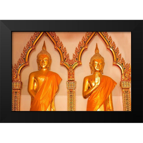 Thailand Buddha statues in temple Black Modern Wood Framed Art Print by Haseltine, Tom
