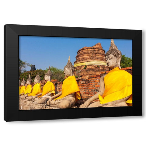 Thailand- Ayutthaya. Wat Phra Si Sanphet. Buddha statues. Black Modern Wood Framed Art Print with Double Matting by Haseltine, Tom