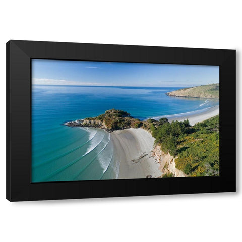 Mapoutahi-Historic Maori Pa Site-Goat Island-Purakanui Bay-north of Dunedin Black Modern Wood Framed Art Print by Wall, David