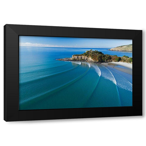 Mapoutahi-Historic Maori Pa Site-Goat Island-Purakanui Bay-north of Dunedin Black Modern Wood Framed Art Print by Wall, David