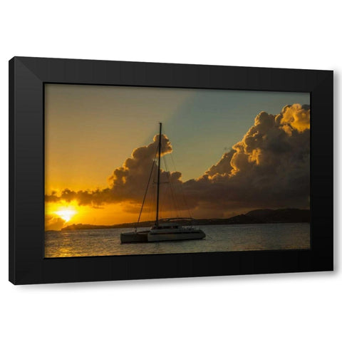 USA Virgin Islands Sailboat moored in Frank Bay Black Modern Wood Framed Art Print by Illg, Cathy and Gordon