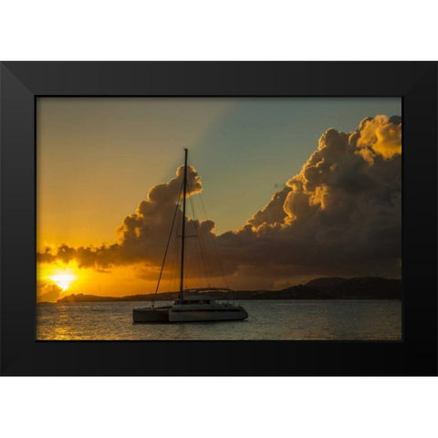 USA Virgin Islands Sailboat moored in Frank Bay Black Modern Wood Framed Art Print by Illg, Cathy and Gordon