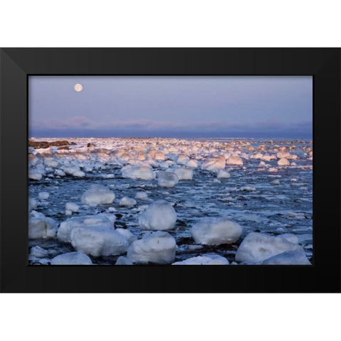 Canada, Hudson Bay Sunset and full moon rising Black Modern Wood Framed Art Print by Illg, Cathy and Gordon