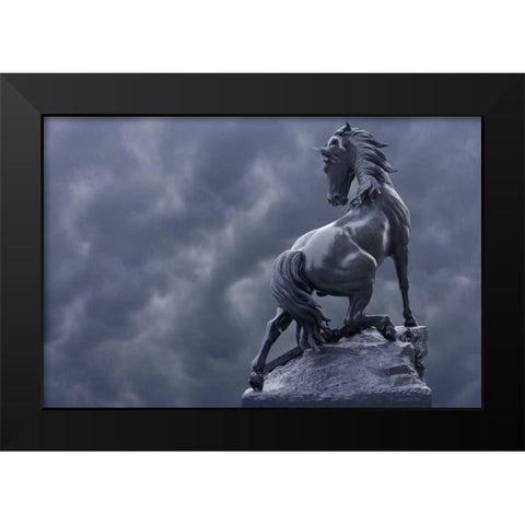 France, Paris Horse sculpture by Musee dOrsay Black Modern Wood Framed Art Print by Zuckerman, Jim