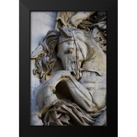 France, Paris Horse head on the Arc de Triomphe Black Modern Wood Framed Art Print by Zuckerman, Jim