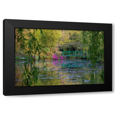 France-Giverny-Monets Garden Sunrise view of iconic bridge and lily pond Black Modern Wood Framed Art Print with Double Matting by Jaynes Gallery