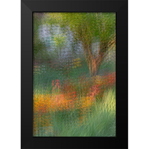 France-Giverny Impression of flowers in Monets Garden Black Modern Wood Framed Art Print by Jaynes Gallery