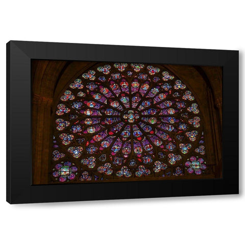 South Rose Window-Jesus and Disciples stained glass-Notre Dame Cathedral-Paris-France Black Modern Wood Framed Art Print with Double Matting by Perry, William
