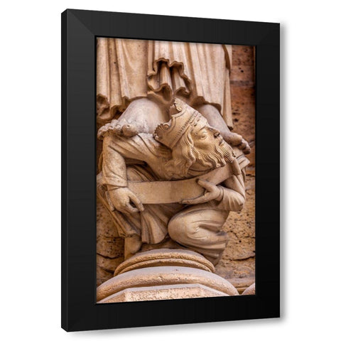 Headless King Facade-Notre Dame Cathedral-Paris-France Black Modern Wood Framed Art Print with Double Matting by Perry, William