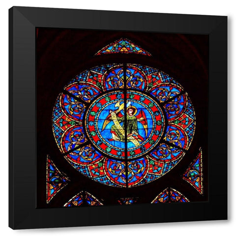 Angel stained glass-Notre Dame Cathedral-Paris-France Black Modern Wood Framed Art Print with Double Matting by Perry, William