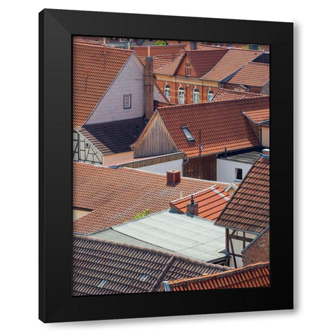 City view The medieval town Muehlhausen in Thuringia Germany Black Modern Wood Framed Art Print by Zwick, Martin