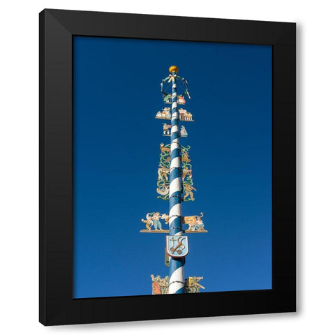 Traditional Bavarian maypole (Maibaum) Village Schliersee in the Bavarian Alps-Bavaria-Germany Black Modern Wood Framed Art Print by Zwick, Martin