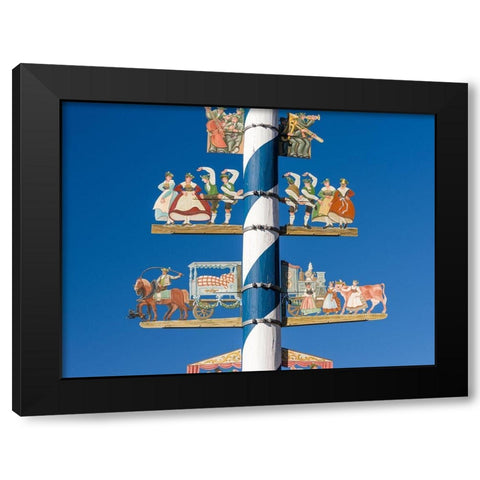 Traditional Bavarian maypole (Maibaum) Village Schliersee in the Bavarian Alps-Bavaria-Germany Black Modern Wood Framed Art Print with Double Matting by Zwick, Martin