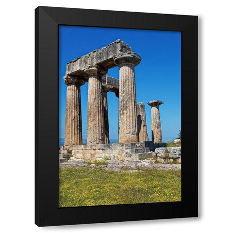 Greece-Corinth Ruins of Temple of Apollo  Black Modern Wood Framed Art Print by Jaynes Gallery