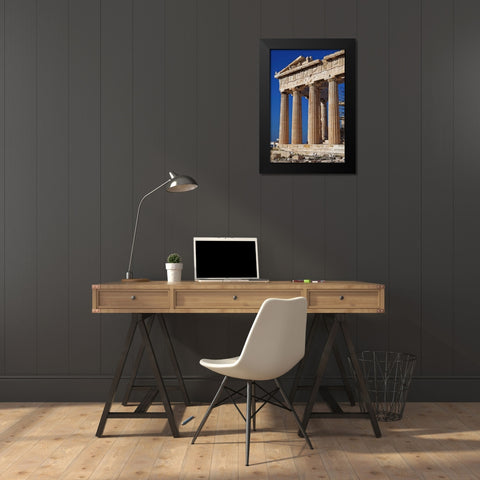 Greece-Athens Ruins of The Parthenon under reconstruction  Black Modern Wood Framed Art Print by Jaynes Gallery