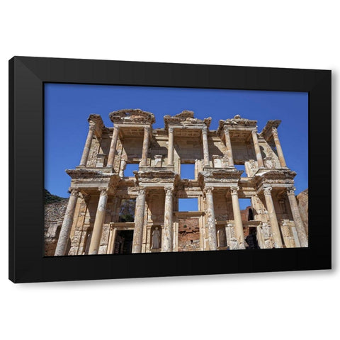 Turkey-Ephesus Facade ruins of Celsus Library in ancient city  Black Modern Wood Framed Art Print with Double Matting by Jaynes Gallery
