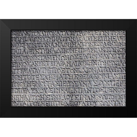 Turkey-Ephesus Ancient stone writings at ancient city  Black Modern Wood Framed Art Print by Jaynes Gallery