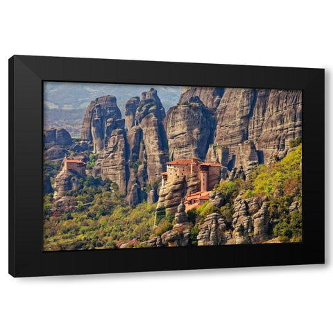 Greece-Meteora Greek Orthodox monasteries in the mountains Black Modern Wood Framed Art Print by Jaynes Gallery