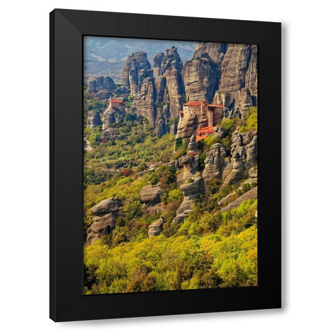 Greece-Meteora Greek Orthodox monasteries in the mountains Black Modern Wood Framed Art Print by Jaynes Gallery