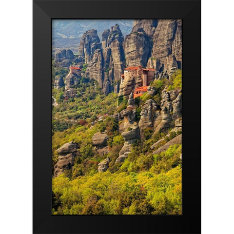 Greece-Meteora Greek Orthodox monasteries in the mountains Black Modern Wood Framed Art Print by Jaynes Gallery