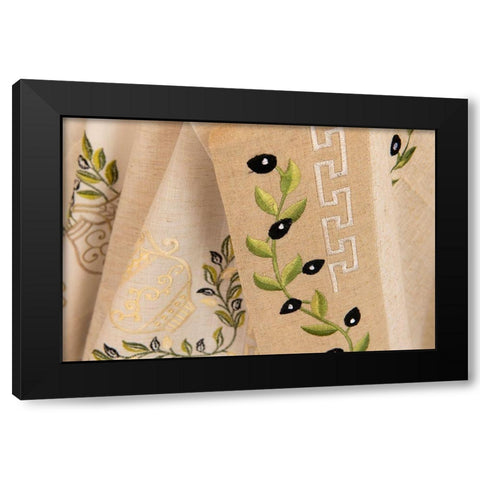 Traditional Grecian motif souvenir textile Black Modern Wood Framed Art Print by Hopkins, Cindy Miller