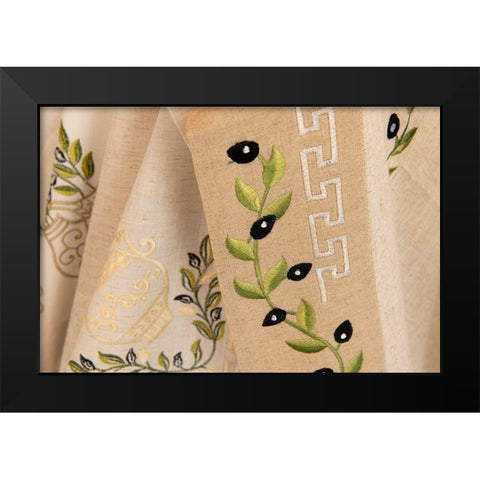Traditional Grecian motif souvenir textile Black Modern Wood Framed Art Print by Hopkins, Cindy Miller