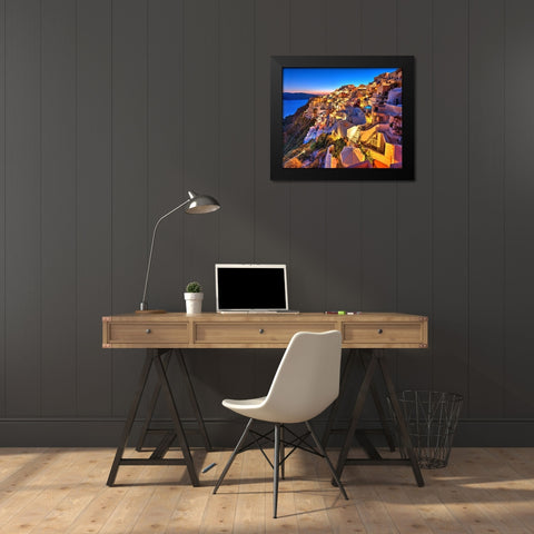 Santorini-Greece on the Mediterranean Sea Black Modern Wood Framed Art Print by Steve Mohlenkamp