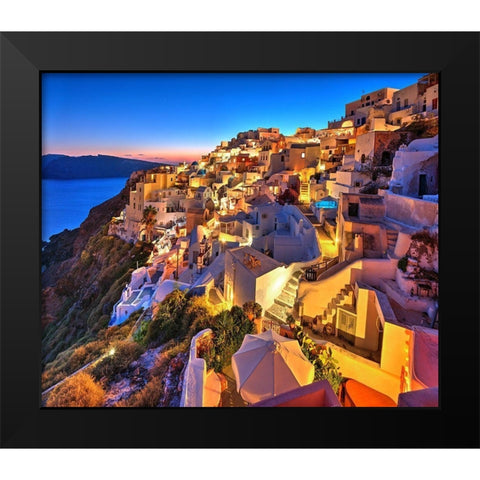 Santorini-Greece on the Mediterranean Sea Black Modern Wood Framed Art Print by Steve Mohlenkamp