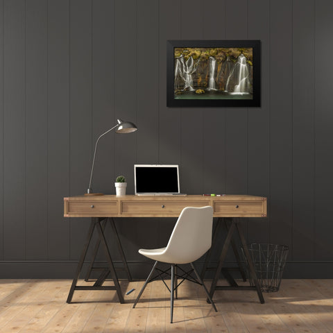 Iceland, Hraunfossar Waterfalls flows over rocks Black Modern Wood Framed Art Print by Illg, Cathy and Gordon