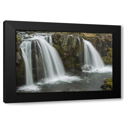 Iceland, Snaefellsnes Waterfall flow from cliff Black Modern Wood Framed Art Print by Illg, Cathy and Gordon