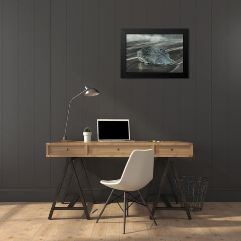 Iceland, Breidamerkursandur Iceberg on the beach Black Modern Wood Framed Art Print by Illg, Cathy and Gordon