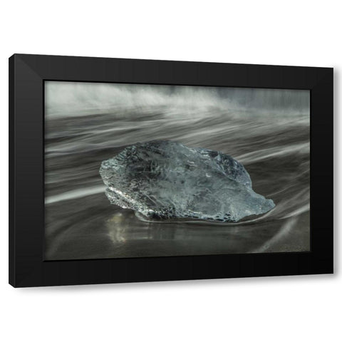 Iceland, Breidamerkursandur Iceberg on the beach Black Modern Wood Framed Art Print by Illg, Cathy and Gordon