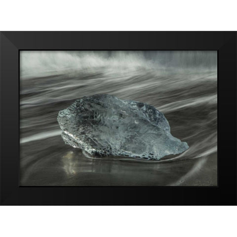 Iceland, Breidamerkursandur Iceberg on the beach Black Modern Wood Framed Art Print by Illg, Cathy and Gordon