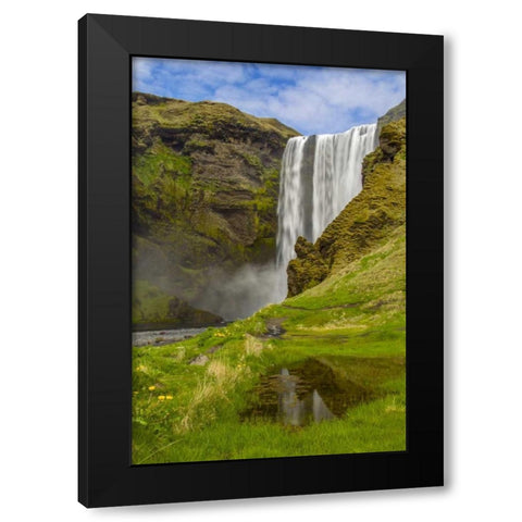 Iceland, Skogafoss Waterfall reflects in pool Black Modern Wood Framed Art Print by Illg, Cathy and Gordon